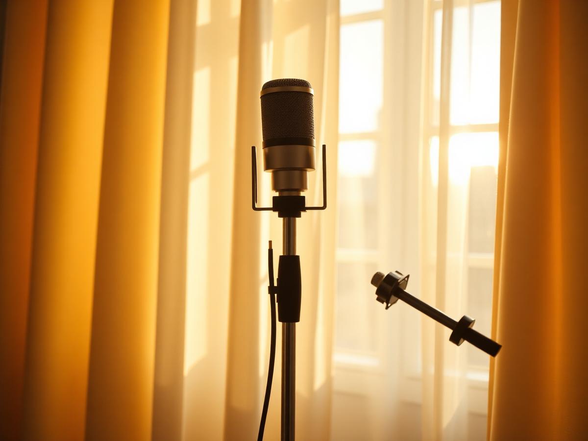 Microphone in warm sunlit window